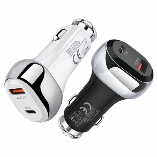 CARGADOR CARRO CARGAS RAPIDA DOBLE PUERTO USB Y TIPO C FORST 3.1