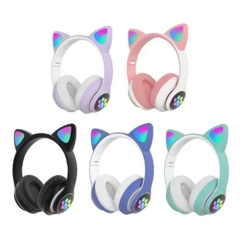DIADEMA AUDIFONOS ESTEREO, BLUETOOTH, PUERTO MICRO SD  CON OREJAS DE GATOS GATICOS B39M