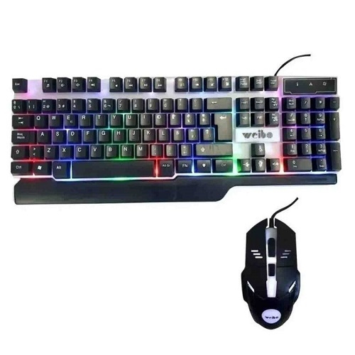 COMBO GAMER TECLADO Y MOUSE ILUMINADOS RGB LUZ DE REBOTE WATERPROF WEIBO